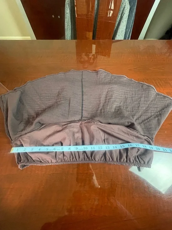 ZARA XXL Brown Textured Cotton Crop Tank Top Button Front Flowy Boho Cottagecore - Picture 5 of 8